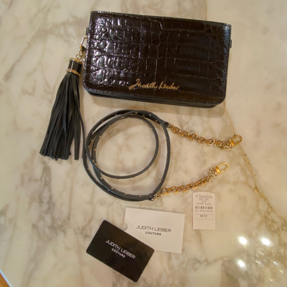 Judith Lieber weather Crossbody bag holds iPhone, credit cards lipstick.